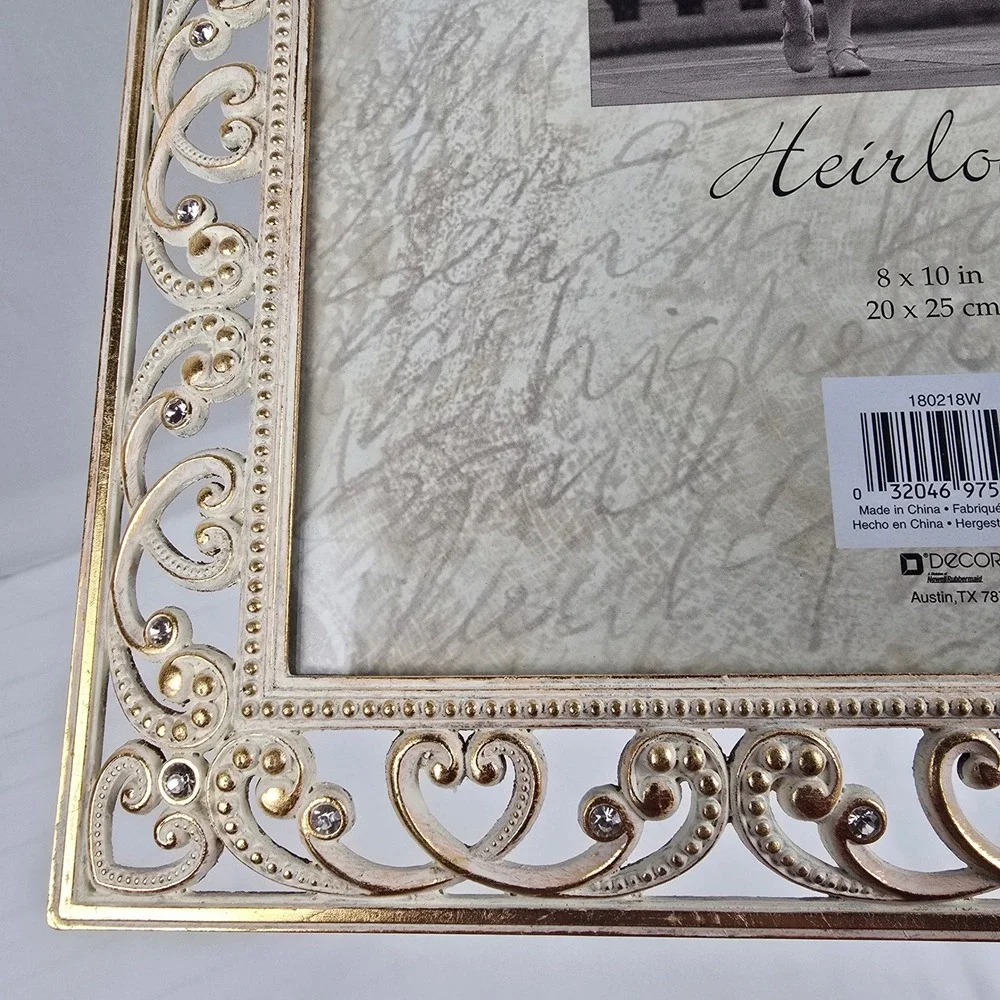 Decorel‎ Heirloom  8x10 Picture Frame Ornate Cream Gold Rhinestone Vintage Style